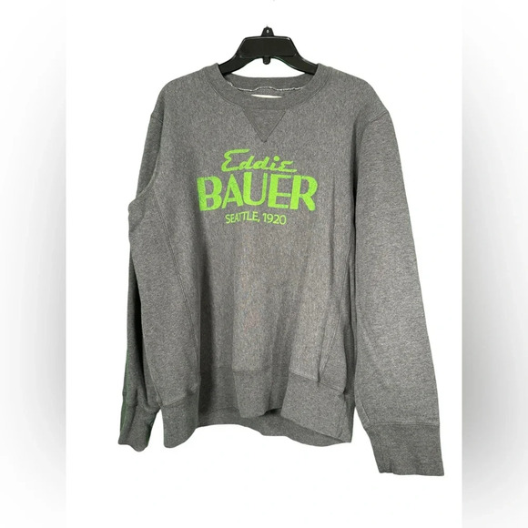 Eddie Bauer Size Large Crewneck Long Sleeve Gray Green Sweatshirt - Picture 2 of 8